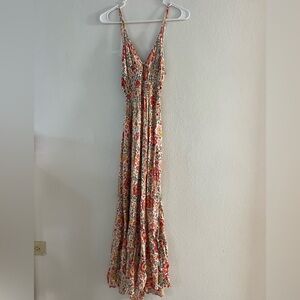 Angie Floral Maxi Dress - Red and Yellow